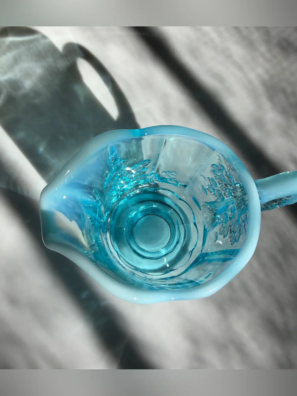 Westmoreland blue opalescent grape pattern glass creamer pitcher 8 oz vintage